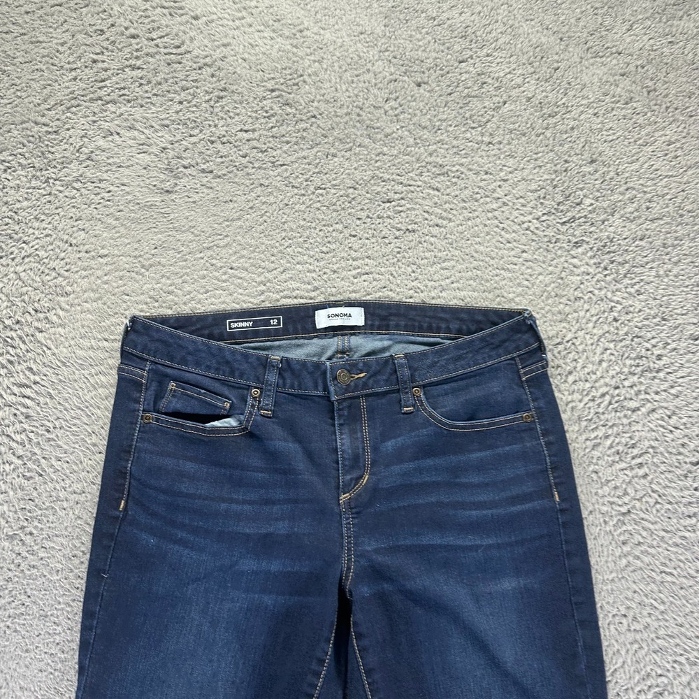 Sonoma Jeans Women's 12 Blue Cotton Denim Skinny Workwear Faded Travel Stretch - Picture 2 of 11